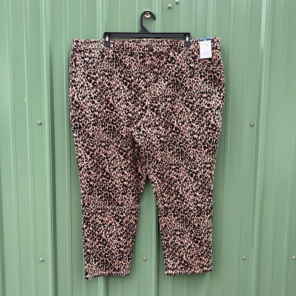 Women's Plus Core Denim Straight Leg Jeans Pants Leopard Print Size 26W Petite
